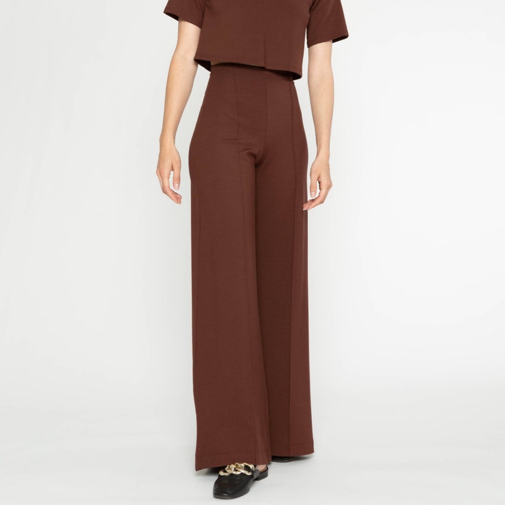 High-Waist Wide Leg Pants - Brown